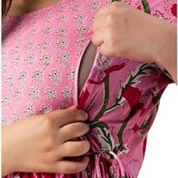 Antas Women's Cotton Maternity Kurti with Zippers for Feeding | Soft Comfortable Nursing Kurta for Pregnancy Wear | Stylish Postpartum Dress for New Moms Feeding Kurti-image-96