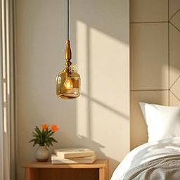 Glowave® Stylish LED Gold Finish Glass Bedside Pendant Hanging Light Lamp - Warm White(1052)-image-28