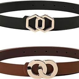 Stylish Pu Leather Waist Belt for Women – Adjustable for Jeans, Dresses & Saree – Fashionable & Comfortable|Black & Tan Color Combo pack of 2|Perfect for Casual & Formal Wear CB5562-18