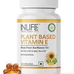 INLIFE Plant Based Natural Vitamin E Oil Capsules for Face and Hair|Sunflower, Olive & Aloe Vera Oils |Skin Health and Immunity Booster Supplement for Women & Men–30 Vegetarian Capsules (Pack of 1)-image-59