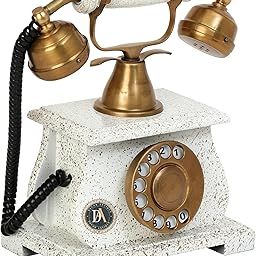 Decor Antique Telephones (Non-Functional) Decorative Handcrafted White Wood Design, Collectible Antique Finish Telephone, Royal Vintage Home Decor-28