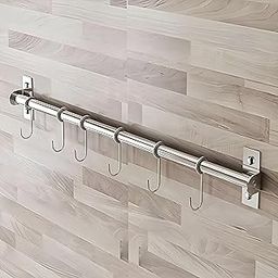 Plantex Anti Rust 304 Grade Stainless Steel Hook Hanger Rail/Towel Rod/Hook Rail for Bathroom and Kitchen (Silver)-image-24