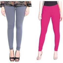 Women and Girls Slim Fit Full Length Leggings (Combo Pack of 2) Grey & Pink_3219TW_3XL-image-43