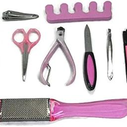 JERN® 9 Pcs. Manicure/Pedicure Kit with Stainless Steel Nail Clipper (Pink)-image-24