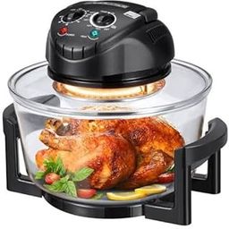 VBM Halogen Oven with Glass Bowl Air Fryer Convection Oven Cooker Halogen Infrared with 8 Accessories Oil-Free MultiCooker with Time and Temperature Control, for Roasting, Frying, Toasting or Crisping-picture-14
