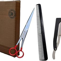 Barber Scissor Kit with Razor, Comb, Men Women Hairdresser Home Salon Barber Haircut Scissors I For Hairdressing, Saloons & Beauty parlours & Personal Use-0