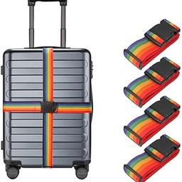 4 Pack Luggage Straps, Adjustable Suitcase Belts, Heavy Duty Non-Slip Travel Luggage Straps, TSA Approved with Quick-Release Buckle Travel Accessories Bag Straps（Rainbow）-picture-38