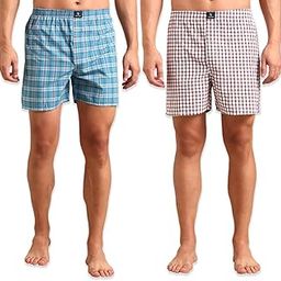 Men's Checked, Pure Compact Cotton, Elasticated Waistband, Regular Fit, Boxer Shorts Pack of 2-picture-54