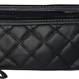 Womens Bi-Fold Purse/Wallet with 3 Chain Compartments (Black)-image-66