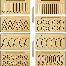 Wooden Tracing Board Pattern and Shape for Kids Handwriting Counting and Learning Slates for Kids Writing Tools Reversible Set of 4 (Set of 8 Pattern) (4 Pieces Only) 07-25