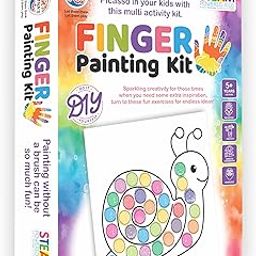 RATNA'S Finger Painting Kit STEAM Learning, 12 Sheets with 6 Colour Tray, DIY Coloring Hand Paint Art and Craft Activity Set for Kids-27
