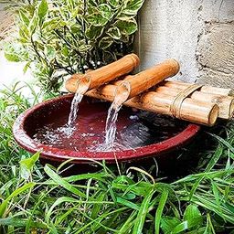 Handcrafted Bamboo Water Fountain with Water Pump | Natural Bamboo Garden Decor | Indoor/Outdoor Water Feature (Bowl Not Included)-picture-2