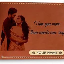 Customised Engraved Wallet With Your Image And Name,Gift Hamper Set For Men Leatherite Purse, brown-20