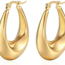 vien Womens Korean Ear Stud Steel Gold Plated Delicate Minimalist Fringe Hoops Earrings Stainless Steel Hoop Earring, Drops & Danglers-picture-37