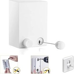 Virav Retractable Clothesline, Wall Mounted ABS case+Aluminum Dryer with Adjustable Stainless Steel Rope String Hotel Style Heavy Duty,White ,1 Count-image-66