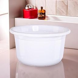 Kuber Industries Plastic 25 Ltr Bathtub | Baby Bathing Tub for Home, Washroom & Kitchen Use | Lightweight and Multipurpose Water Tub | Suitable For Laundry and Cleaning - White-image-39