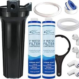 Noir Aqua Pre Filter Kit with 9" MLT Filter 2pcs, 1/4" and 3/8" Connections & Pipe External Pre Filter Set for All Types of RO Water Purifiers, Spanner, Teflone Tape (Pre Filter Set MLT 9" - Black)-picture-9