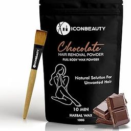 ICONBEAUTY Chocolate Facial Hair Removal Wax Powder, 10 Min Painless Herbal Hair Removal Waxing Powder, All Types Of Hair Skin Hands Legs Underarms Private Bikini Part (100Gm) (Chocolate)-image-95