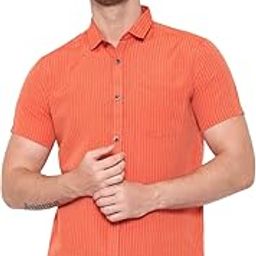 Men's Cotton Striped Half Sleeves Shirt-image-35