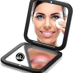 10X Black: Omiro Folding Compact Mirror, 1X/10X Magnification 3½â€ Pocket Size Square Hand Mirror For Travel Makeup (Black)-picture-37