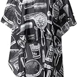 EXCEART Professional Salon Barbers Hairstylist Hairdressing Printed Waterproof Non- Sticky Hair Cutting Gown Cloth Cape (Black)-image-15