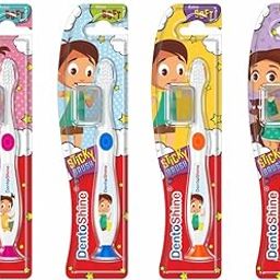 DentoShine Sticky Toothbrush For Kids (Ages 2+)-Pack Of 4 Designs,Manual-image-69