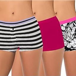 Women's Boyshort Underwear Cotton Bloomer Briefs Hipster Boy Leg Panties Combo (Prints & Colours May Vary)-image-59