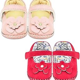 6 To 12 Months Baby Girls Set of 2 Pair Synthetic Leather Sandal Booties (Baby Pink,Red) -BT1218andBT1221-image-75