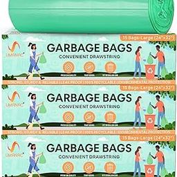 Umanac Garbage Bags - 15N | Large (24x32) | Green Trash Bags | 100% Recyclable | Heavy Duty Dustbin Bags | Leak-Proof | Odour Control | Detachable Drawstring | Pack of 3-image-54