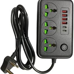 Long Cord Extension Board Universal Extension Socket Surge Protector Desk Charging Station for Office School Home Surge Protector Power Strip with Outlets and USB Ports (T62)-15