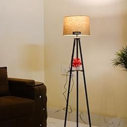 F N Finautica Metal Tripod Floor Lamp with Jute Shade Home Decors Gift, Black-30