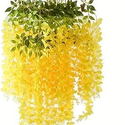 Truvic Artificial Hanging Wisteria Flower Vine (Set of 6, Yellow)-image-64