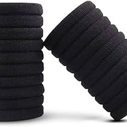 Seeotwo Black Hair Ties Soft Premium Elastic No Damage Seamless Ouchless Soft Stretchable Non-Slip Cotton Rubber Bands, Thick Thin Hair, Ponytail Holders, Scrunchy, Men, Women, Boys, Girls (20)-12
