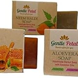 Gentle Petal Herbal Handmade Soap Pack | Aloe Vera, Honey & Neem Haldi Combo | Natural Bathing Bars with Essential Oils for Glowing, Hydrated Skin | Sulfate‑Free | All Skin Types | 100g x 3-image-40