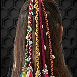 Navratri Look Rainbow Hair braids with Rubber Bands Girl and Women, Hair Accessory for Everyday Style and Rainbow Braids Extensions Hair Color | Boho Chic Style (Pack of-1 Rainbow)-image-45