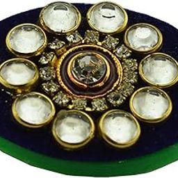 Maya Fashion Brass Kundun Stud Acrylic Brooch |Latest Stylish Crystal Unisex Floral Brooch for Wedding/Party for Women/Girls/Men (Mulicolor) (bro1699)-image-17