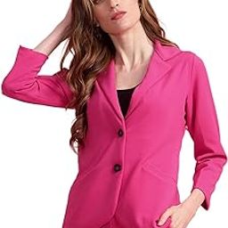 Women Purple Solid Single-Breasted Formal Classic Blazer-picture-3