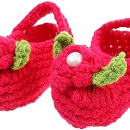 ™ Pair of Baby Toddler Knitting Cotton Flower Pearl Design Prewalker Crochet Warm Crib Shoes Red | Baby Shoes | Baby & Toddler Clothing-picture-2