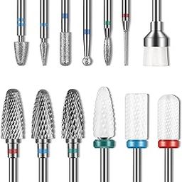 13PC Nail Drill Bits Set, Drill Bits for Nails, 3pcs Tungsten Carbide Drill Bits+ 3pcs Ceramic Efile Nail Drill Bits+ 6pcs Diamond Drill Bits+ 1pcs Brush, 3/32 inch Nail Bits for Nail Drill-image-7