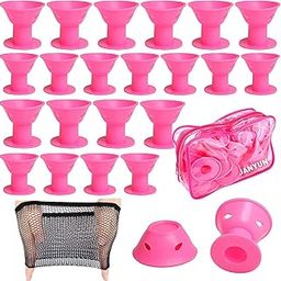 JANYUN 40 Pcs Pink Magic Hair Rollers, 20 Pcs Large and 20 Pcs Small Silicone Curlers-51