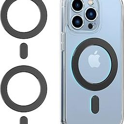 OUTXE Magnetic Adapter Ring 2 Pack, Universal Magnet Sticker Compatible with Magsafe Accessories & Wireless Charging for iPhone 14/13/12/11 Mini Pro Max, Galaxy S22/S21 Fe Ultra and Phone Case -Black-image-47