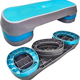 B Fit Aerobic Step Platform Workout Fitness Equipment Stepper Trainer Aerobic Step Platform with with 3 Riser Platform Non-Slip Surface (Color : Blue, Size : 85X35X21CM)-0