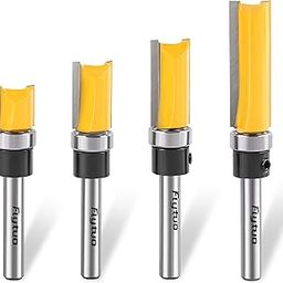 Flytuo 4PCS Pattern Flush Trim Router Bits Set 1/4 Shank, Carbide Top Bearing Flush Trim Router Bits, Template Guide Woodworking Milling Cutter Tool(Cutting Dia: 1/2")-image-40
