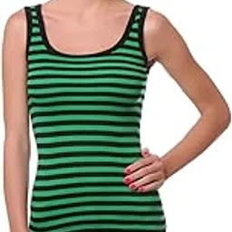 teemoods Striped Cotton Lycra Tank Top: Green Camisole, Slim Fit Design for Women - Perfect Stretch, Soft & Comfortable, Sizes S-32, M-34, L-36-picture-18