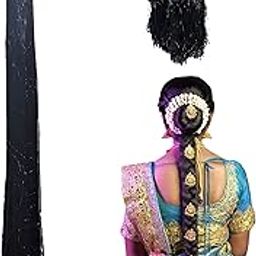 Athens Indian Traditional Hair Extension Javuri and Hair Kunjalam Set Hair Accessories for Wedding, Dance for Girls and Women Javuri and kunjalam Combo-image-41