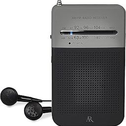 Acoustic Research Portable AM/FM Radio – Black and Grey Rubberized Finish with Belt Clip, Built-in Speaker and Earbuds; Battery Operated-28