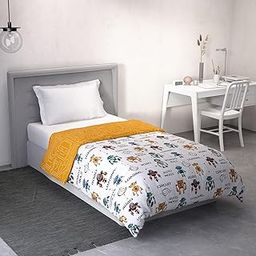 Ddecor - Pack of 1 Kids 100% Cotton Cartoon 150 TC Single Reversible Dohar - White-image-3