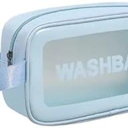 | Wash Bag Pouch for Travel Kit Toiletry Bag Cosmetic Bag Make Up Box for Brushes, Accessories with Handle, Large Capacity Translucent Waterproof Travel Storage Organizer Set of 1 (Blue Small)-image-97
