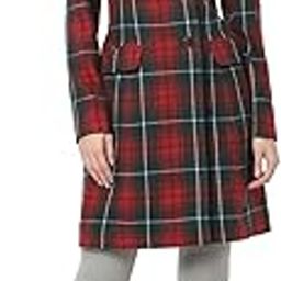 Women's Red and Blue check wool coat-18