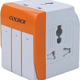 COLBEX Universal Conversion Multiplug Travel Adapter with Individual Switch with Spike Buster Fuse Protected | multiplug Three pin Plug Socket |3 PIN 3 Way Plug for Home,Office and Industrial Uses-86